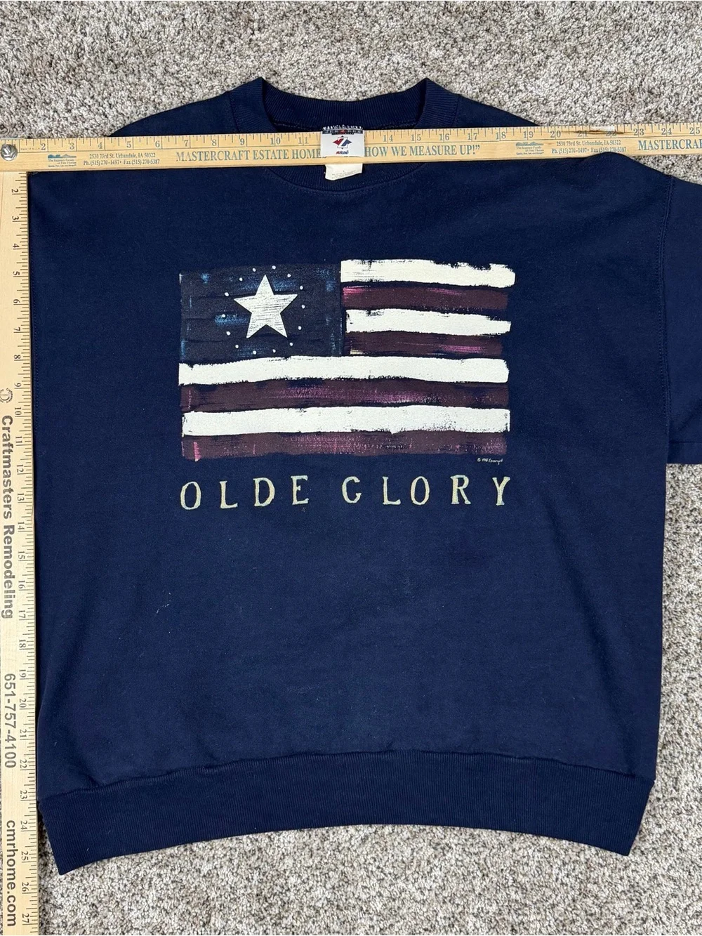 Vintage 90s Sz Large Men’s Jerzees Olde Glory USA American Flag Crewneck Blue